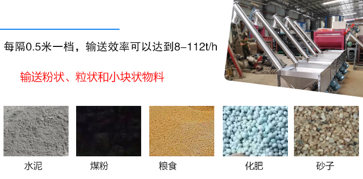 輸送粉狀、粒狀和小塊狀物料，如水泥、煤粉、糧食、化肥、灰渣、砂子等