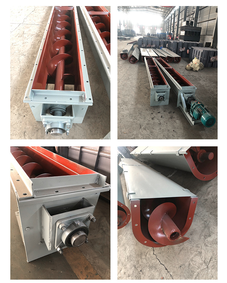 U型螺旋輸送機(jī)細(xì)節(jié)展示，采用不銹鋼材質(zhì)，輸送穩(wěn)定